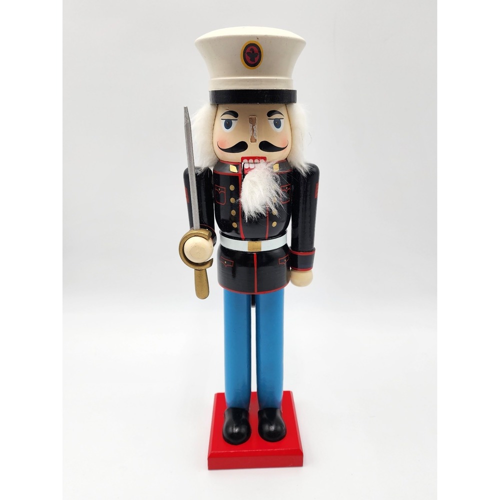 VINTAGE CHRISTMAS NUTCRACKER APPROX‎ 15 INCHES WOODEN MISSING NOSE